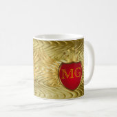 Button RETRO GOLD WINGS + dein Monogramm Kaffeetasse (VorderseiteRechts)
