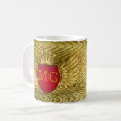 Button RETRO GOLD WINGS + dein Monogramm Kaffeetasse (Vorderseite Links)