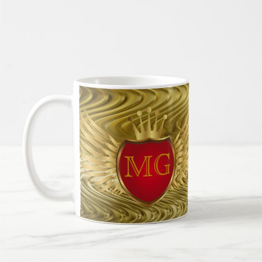 Button RETRO GOLD WINGS + dein Monogramm Kaffeetasse (Links)