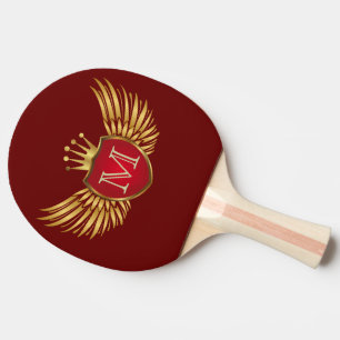 Button RETRO GOLD WINGS WINGS + Ihre Monogramm Tischtennis Schläger