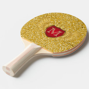 Button RETRO GOLD WINGS WINGS + Ihre Monogramm Tischtennis Schläger
