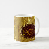 Button RETRO GOLDENE KRONEN + dein Monogramm Kaffeetasse (VorderseiteRechts)