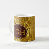 Button RETRO GOLDENE KRONEN + dein Monogramm Kaffeetasse (Vorderseite Links)