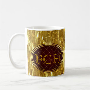 Button RETRO GOLDENE KRONEN + dein Monogramm Kaffeetasse