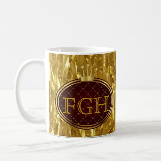 Button RETRO GOLDENE KRONEN + dein Monogramm Kaffeetasse (Links)