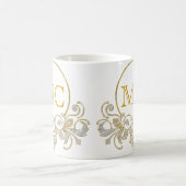 Button RETRO ORNAMENT + Ihr Monogramm Kaffeetasse (Mittel)