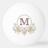 Button RETRO ORNAMENT + Ihr Monogramm Tischtennisball (Vorderseite)