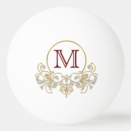 Button RETRO ORNAMENT + Ihr Monogramm Tischtennisball (Rückseite)