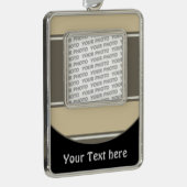 Button RETRO STRIPES + Ihr Foto & Text Rahmen-Ornament Silber (Rechts)