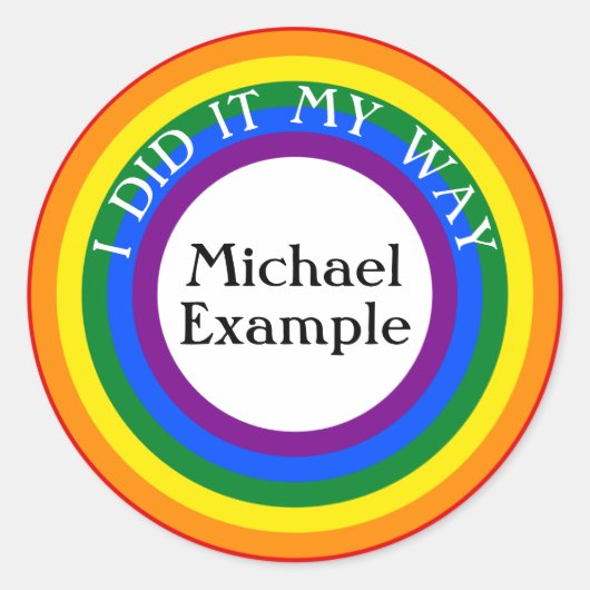 Button RINGS Regenbogen 1 + Ihr Backgr. & Text Runder Aufkleber (Vorderseite)