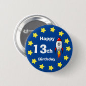 Button - Rocketship 13. Geburtstag (Vorne & Hinten)