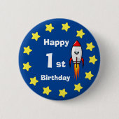 Button - Rocketship 1. Geburtstag (Vorderseite)