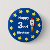 Button - Rocketship 3. Geburtstag (Vorderseite)