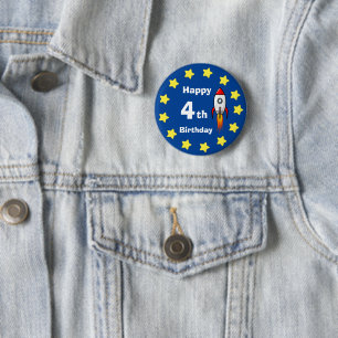 Button - Rocketship 4. Geburtstag