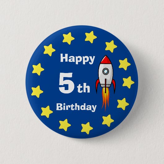 Button - Rocketship 5. Geburtstag (Vorderseite)