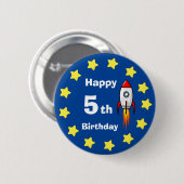 Button - Rocketship 5. Geburtstag (Vorne & Hinten)