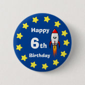 Button - Rocketship 6. Geburtstag (Vorderseite)