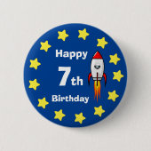 Button - Rocketship 7. Geburtstag (Vorderseite)