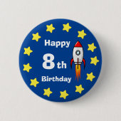 Button - Rocketship 8. Geburtstag (Vorderseite)