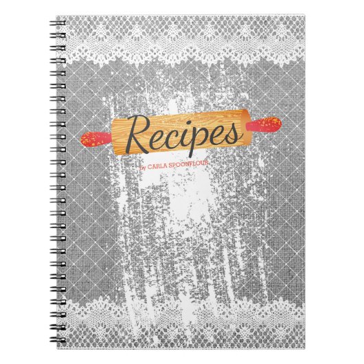 Button-Rolling-Mehl Backkochbuch Rezept Notebook Notizblock (Vorderseite)