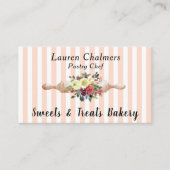 Button-Rosa-Streifen-Pastry-Koch Visitenkarte (Vorderseite)