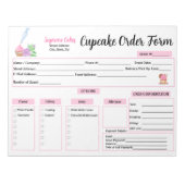 Button-Rose für Wasserfarben Cupcake Bestellformul Notizblock (Vorderseite)