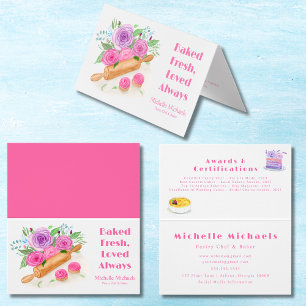 Button-Rose für Wasserfarben Konditorei Koch Baker Visitenkarten