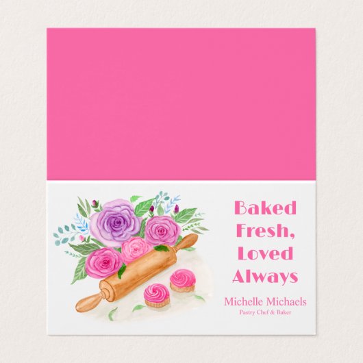 Button-Rose für Wasserfarben Konditorei Koch Baker Visitenkarten (Außenseite Aufgefaltet)