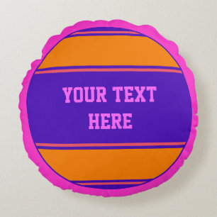 BUTTON ROUND Streifen Orangenviolett + Ihre Idee Rundes Kissen