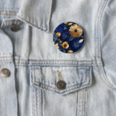 Button."Royal Indigo Florals: Luxuriös dunkelblau Button (Beispiel)