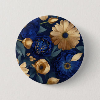 Button."Royal Indigo Florals: Luxuriös dunkelblau Button