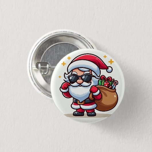 Button santa Claus con gafas (Vorne & Hinten)