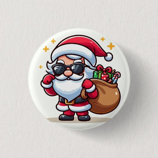 Button santa Claus con gafas (Vorderseite)