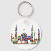 Button-Schlüsselanhänger mit bunten Prismenmoschee Schlüsselanhänger (Vorderseite)