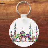 Button-Schlüsselanhänger mit bunten Prismenmoschee Schlüsselanhänger (Vorderseite)