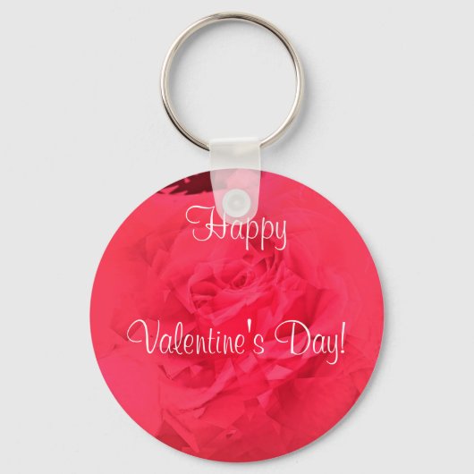 Button Schlüsselanhänger Rosa Valentinstag (Vorderseite)