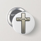 Button Silver Cross God Liebe You (Vorne & Hinten)