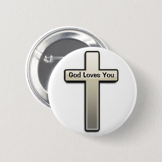 Button Silver Cross God Liebe You (Vorne & Hinten)