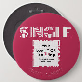 Button - "SINGLE" - RED - QR - GLAM Collection  (Vorne & Hinten)