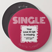 Button - "SINGLE" - RED - QR - GLAM Collection (Vorne & Hinten)