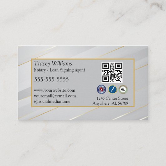 Button Striated Notary Services Visitenkarte (Rückseite)