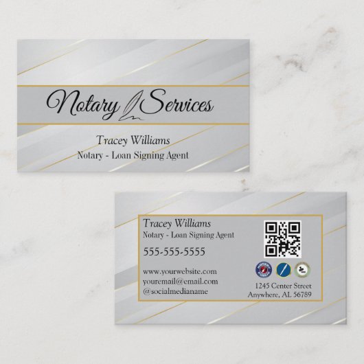 Button Striated Notary Services Visitenkarte (Vorne/Hinten)