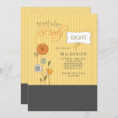 Button Stripe Blume Einladung (Vorne/Hinten)