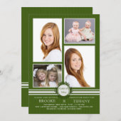 Button Stripe Vier Foto Abschluss Einladung (Vorne/Hinten)