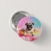 Button – Süßer glücklicher Mops  (Vorne & Hinten)