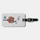 Button Tree und Birds Blue Gepäckanhänger (Vorderseite horizontal)