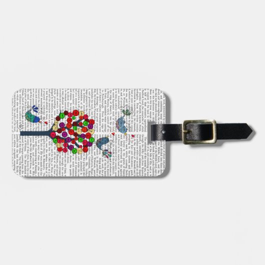 Button Tree und Birds Blue Gepäckanhänger (Vorderseite horizontal)