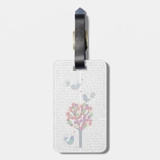 Button Tree und Birds Blue Gepäckanhänger (Rückseite vertikal)