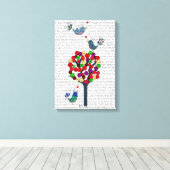 Button Tree und Birds Blue Leinwanddruck (Insitu (Holzboden))