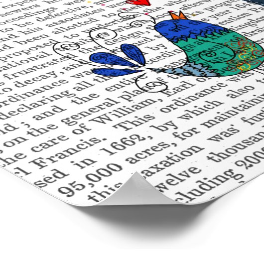 Button Tree und Birds Blue Poster (Ecke)